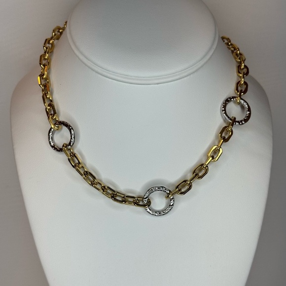 Gold and Silver Chunky Chain Link Necklace Mixed Metals - Picture 3 of 3